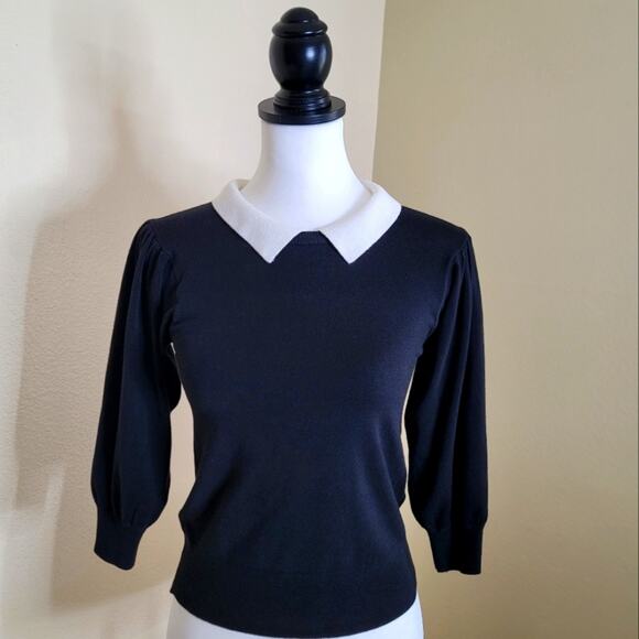 Zara Sweater Collared Crew Neck Sweater, Medium, NEW Business Casual - Picture 7 of 8
